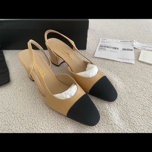 NWT Chanel Nude Cap Toe Pumps